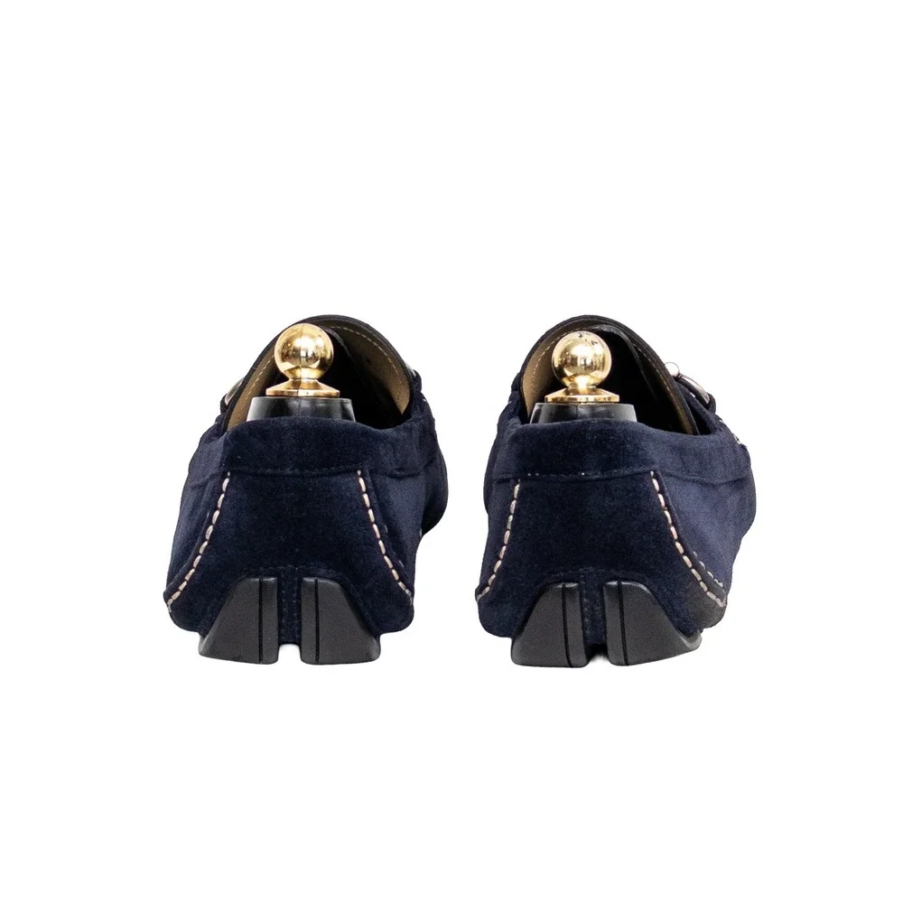 Salvatore Ferragamo Paris Navy Blue Suede Gancini Bit Loafers Mens US 11.5 D